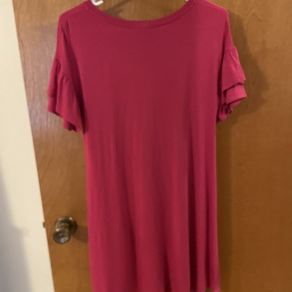 Girls Wonderly T-Shirt Dress Size Large Dark Pink Knee Length Comfy Short Sleeve - Picture 4 of 6